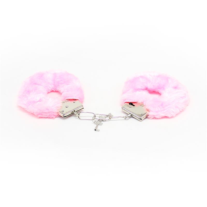 INTOYOU BDSM LINE - FURRY METAL HANDCUFFS PINK