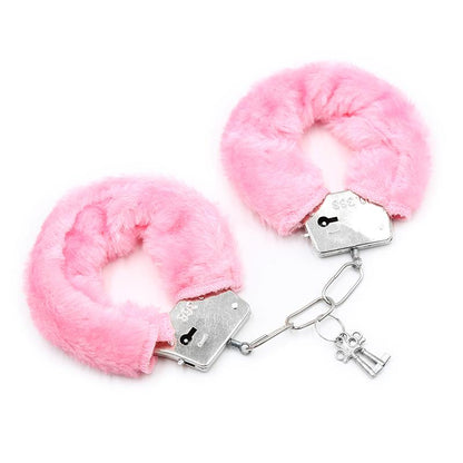 INTOYOU BDSM LINE - FURRY METAL HANDCUFFS PINK