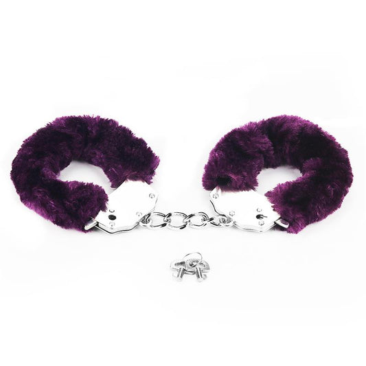 LOVETOY - FURRY METAL HANDCUFFS PURPLE