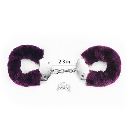 LOVETOY - FURRY METAL HANDCUFFS PURPLE