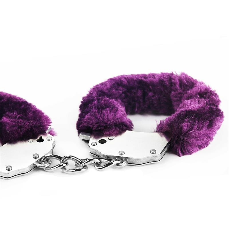 LOVETOY - FURRY METAL HANDCUFFS PURPLE