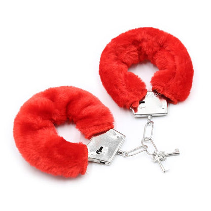 INTOYOU BDSM LINE - FURRY METAL HANDCUFFS RED