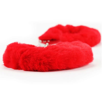 LOVETOY - FURRY METAL HANDCUFFS RED