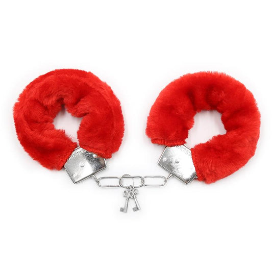 INTOYOU BDSM LINE - FURRY METAL HANDCUFFS RED