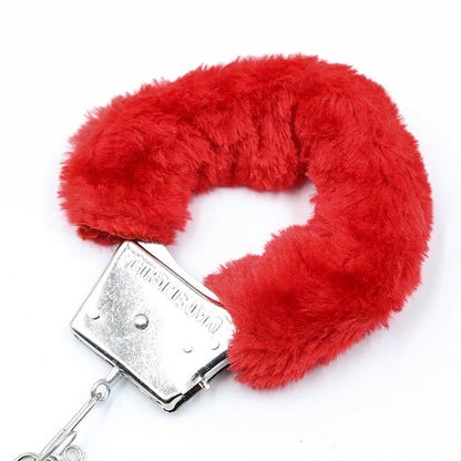 INTOYOU BDSM LINE - FURRY METAL HANDCUFFS RED