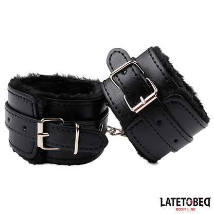 LATETOBED BDSM LINE - FURRY WRIST CUFF BLACK