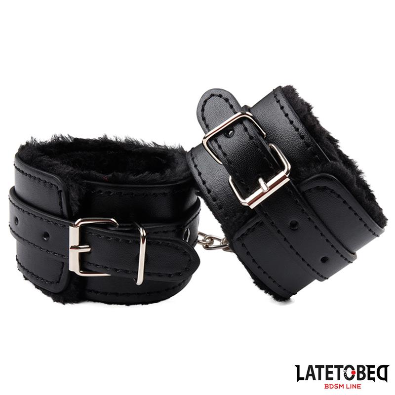 LATETOBED BDSM LINE - FURRY WRIST CUFF BLACK