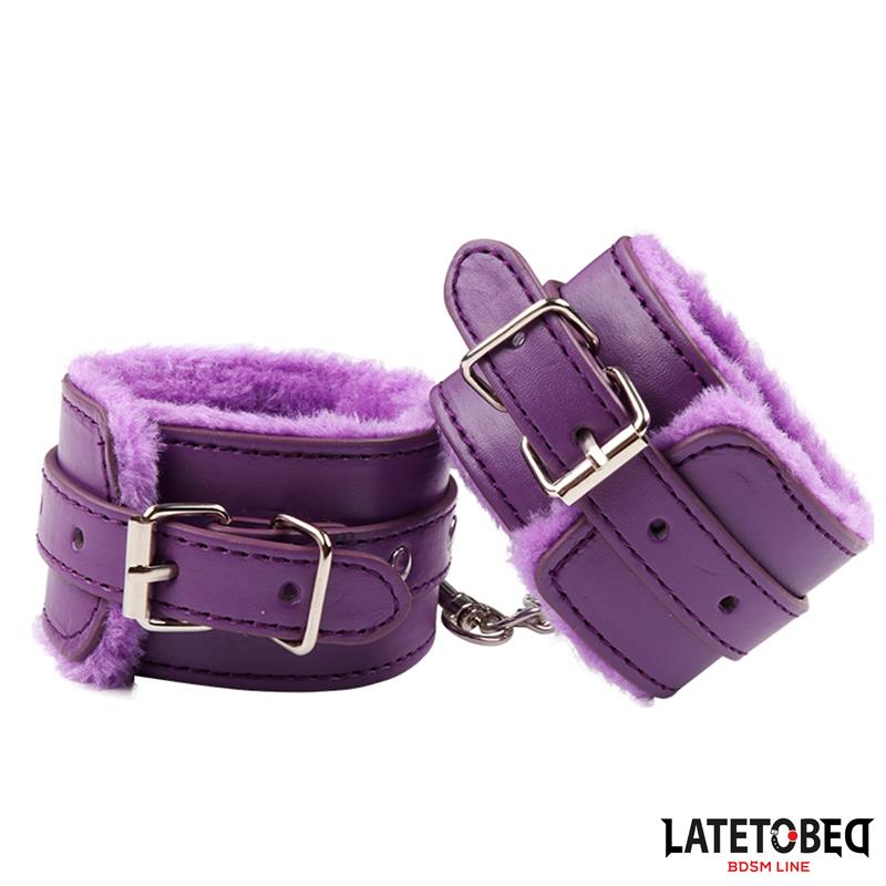 LATETOBED BDSM LINE - FURRY WRIST CUFF PURPLE