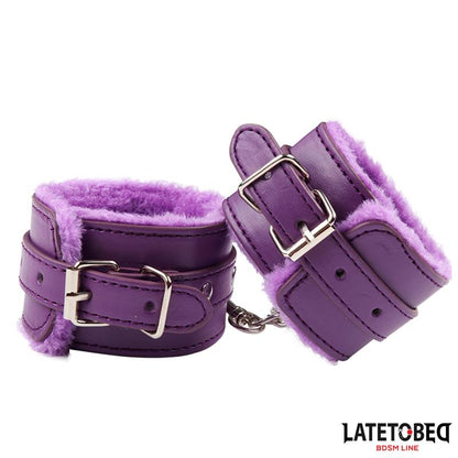 LATETOBED BDSM LINE - FURRY WRIST CUFF PURPLE