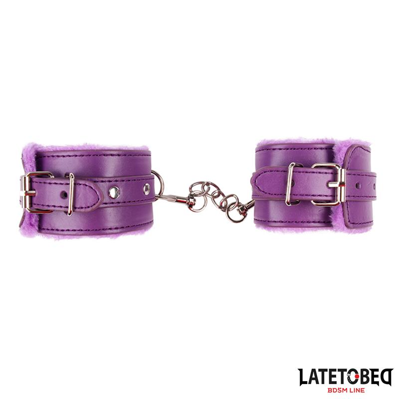 LATETOBED BDSM LINE - FURRY WRIST CUFF PURPLE