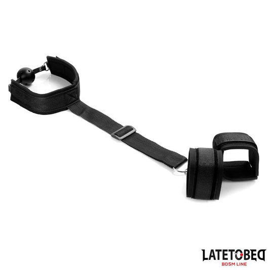 LATETOBED BDSM LINE - GAG BALL AND CUFS RESTRICTIONS