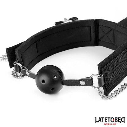 LATETOBED BDSM LINE - GAG BALL AND CUFS RESTRICTIONS