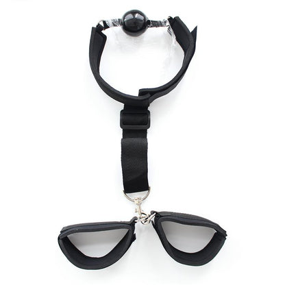 LATETOBED BDSM LINE - GAG BALL WITH HAND CUFF BLACK