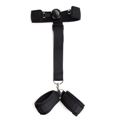 LATETOBED BDSM LINE - GAG BALL WITH HAND CUFF BLACK