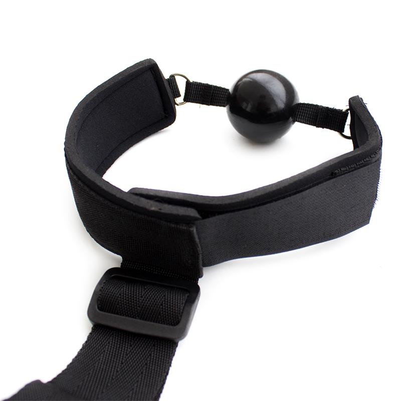 LATETOBED BDSM LINE - GAG BALL WITH HAND CUFF BLACK