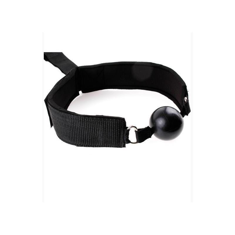LATETOBED BDSM LINE - GAG BALL WITH HAND CUFF BLACK