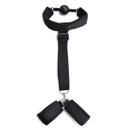 LATETOBED BDSM LINE - GAG BALL WITH HAND CUFF BLACK