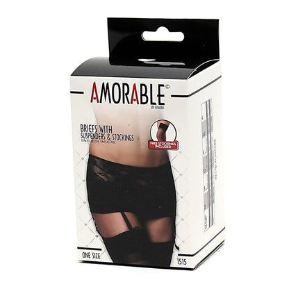 AMORABLE - GARTER BELT WITH PANTIES AND STOCKINGS ONE SIZE