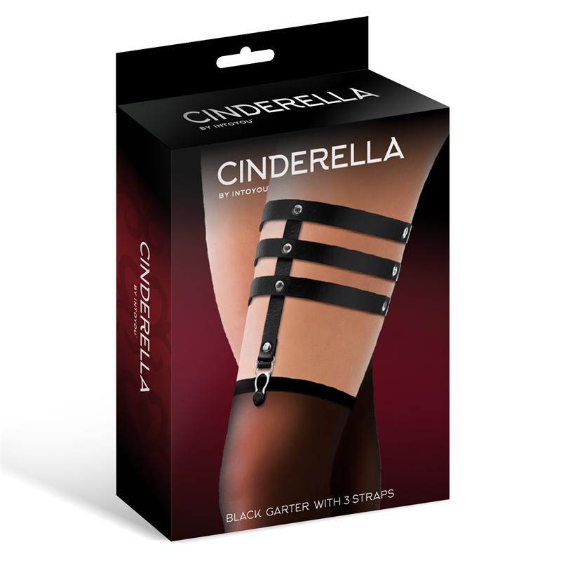 CINDERELLA - GARTER WITH 3 STRAPS VEGAN LEATHER ONE SIZE