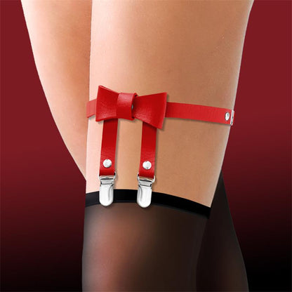 CINDERELLA - GARTER WITH BOW TIE VEGAN LEATHER ONE SIZE