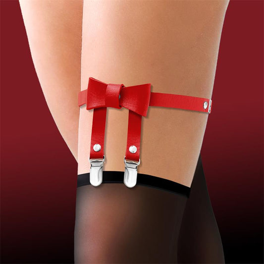 CINDERELLA - GARTER WITH BOW TIE VEGAN LEATHER ONE SIZE
