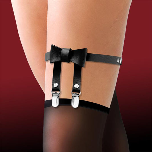 CINDERELLA - GARTER WITH BOW TIE VEGAN LEATHER ONE SIZE