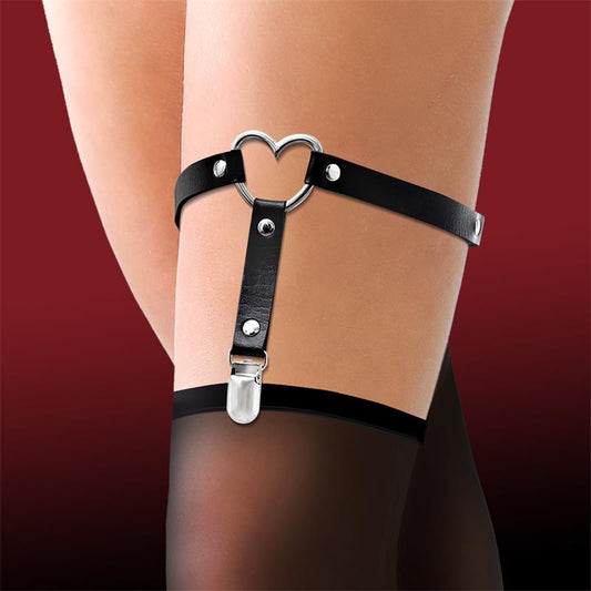 CINDERELLA - GARTER WITH HEART VEGAN LEATHER ONE SIZE