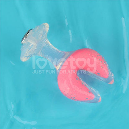 LOVETOY - GEMORIA SILICONE BUTT PLUG DUAL CRESCENT-SHAPED TIP GLOW DARK