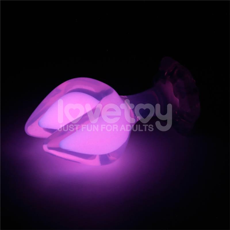 LOVETOY - GEMORIA SILICONE BUTT PLUG DUAL CRESCENT-SHAPED TIP GLOW DARK