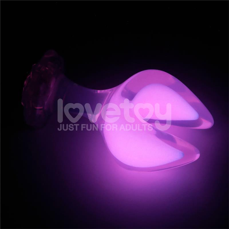 LOVETOY - GEMORIA SILICONE BUTT PLUG DUAL CRESCENT-SHAPED TIP GLOW DARK
