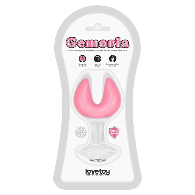 LOVETOY - GEMORIA SILICONE BUTT PLUG DUAL CRESCENT-SHAPED TIP GLOW DARK