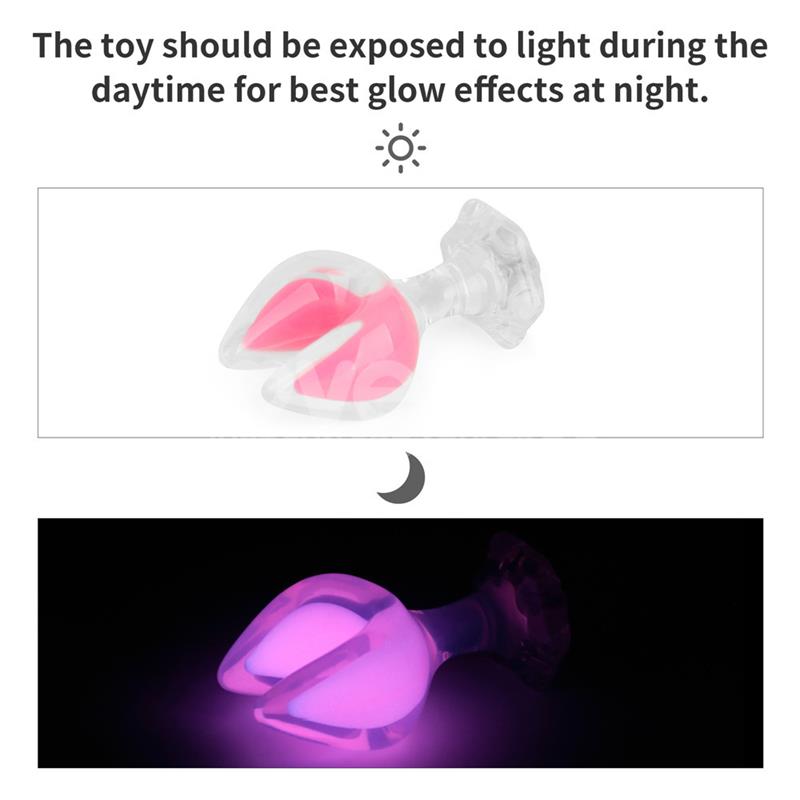 LOVETOY - GEMORIA SILICONE BUTT PLUG DUAL CRESCENT-SHAPED TIP GLOW DARK