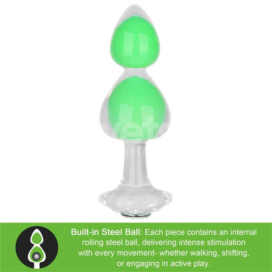 LOVETOY - GEMORIA SILICONE BUTT PLUG INTERNAL STEEL BALL GLOW IN DARK