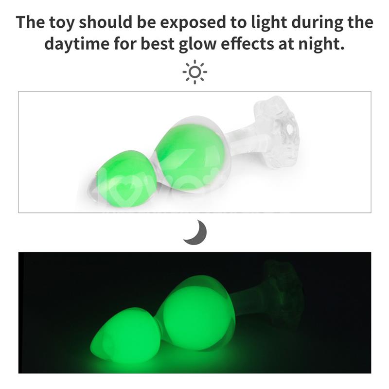 LOVETOY - GEMORIA SILICONE BUTT PLUG INTERNAL STEEL BALL GLOW IN DARK