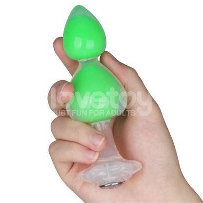 LOVETOY - GEMORIA SILICONE BUTT PLUG INTERNAL STEEL BALL GLOW IN DARK