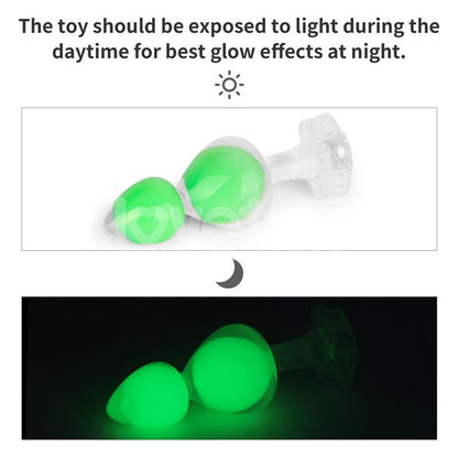 LOVETOY - GEMORIA SILICONE BUTT PLUG INTERNAL STEEL BALL GLOW IN DARK