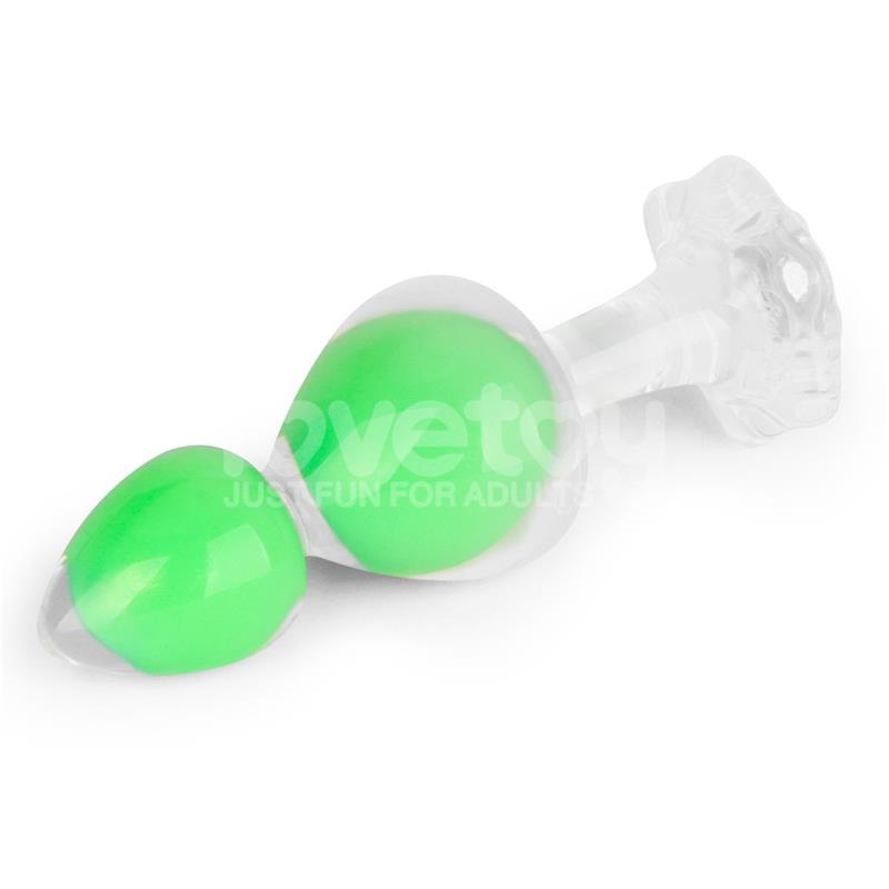 LOVETOY - GEMORIA SILICONE BUTT PLUG INTERNAL STEEL BALL GLOW IN DARK