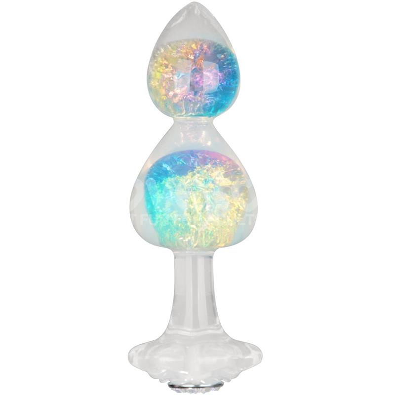LOVETOY - GEMORIA SILICONE BUTT PLUG WITH CRYSTAL SPHERE MULTICOLOR