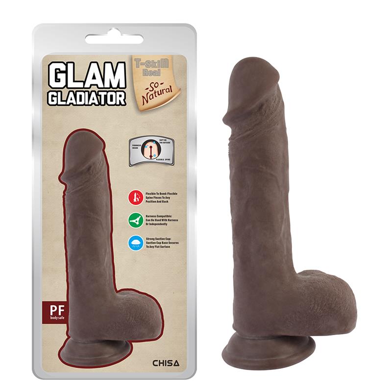CHISA - GLAM GLADIATOR DUAL-DENSITY DILDO BROWN 21.5CM
