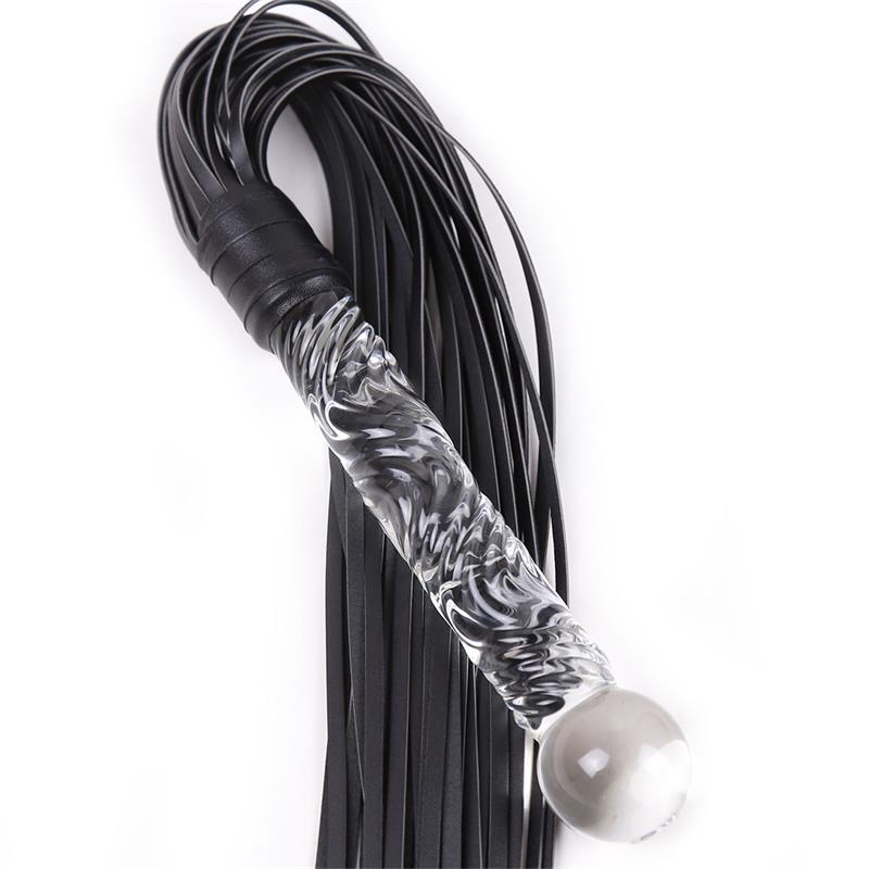 LATETOBED BDSM LINE - GLASS HANDLE FLOGGER 70 CM