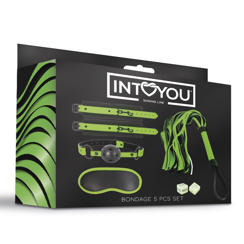 INTOYOU SHINING LINE - CONJUNTO DE BONDAGE QUE BRILLA EN LA OSCURIDAD DE 5 PZAS