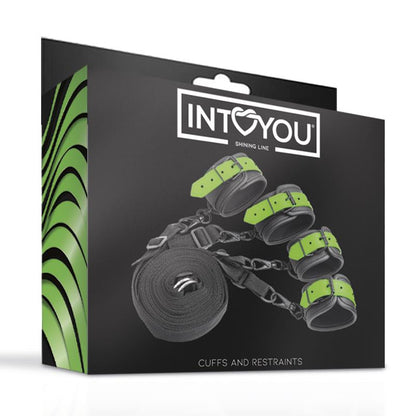 INTOYOU SHINING LINE - GLOW IN THE DARK CUFFS AND RESTRAINTS BED SET