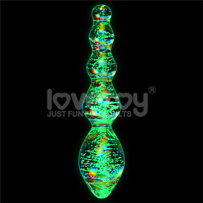 LOVETOY - GLOW IN THE DARK GLASS DILDO DARK TWILIGHT GLEAM TANTALIZING ORBS