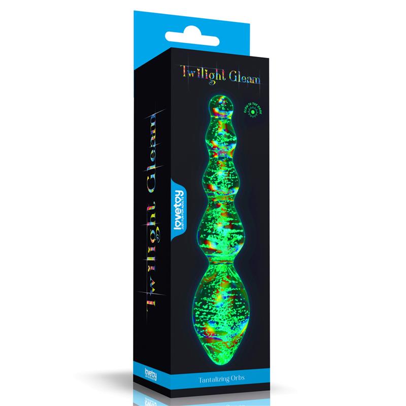 LOVETOY - GLOW IN THE DARK GLASS DILDO DARK TWILIGHT GLEAM TANTALIZING ORBS