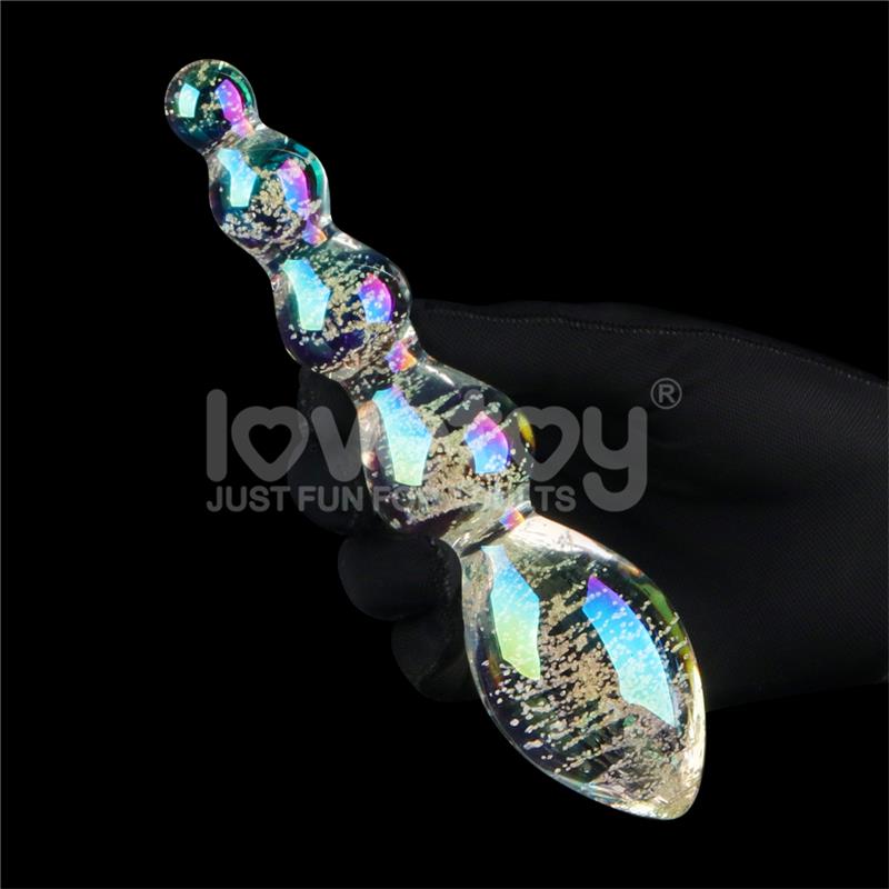 LOVETOY - GLOW IN THE DARK GLASS DILDO DARK TWILIGHT GLEAM TANTALIZING ORBS