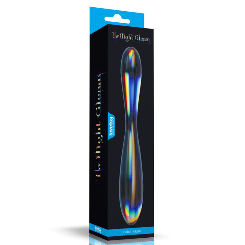 LOVETOY - GLOW IN THE DARK GLASS DILDO TWILIGHT GLEAM DOUBLE DELIGHT