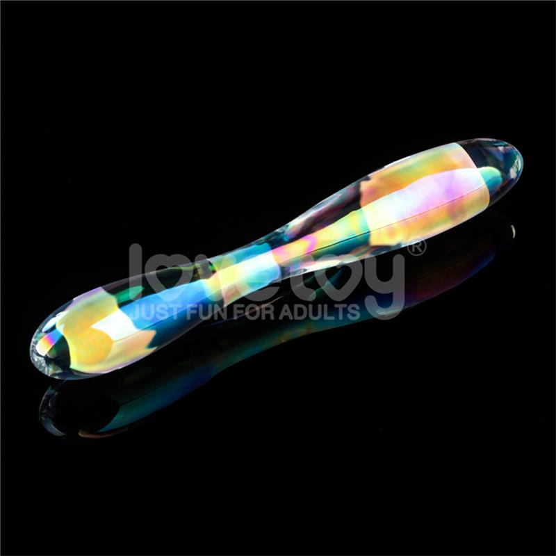 LOVETOY - GLOW IN THE DARK GLASS DILDO TWILIGHT GLEAM DOUBLE DELIGHT