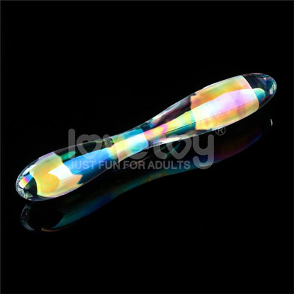 LOVETOY - GLOW IN THE DARK GLASS DILDO TWILIGHT GLEAM DOUBLE DELIGHT