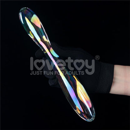 LOVETOY - GLOW IN THE DARK GLASS DILDO TWILIGHT GLEAM DOUBLE DELIGHT