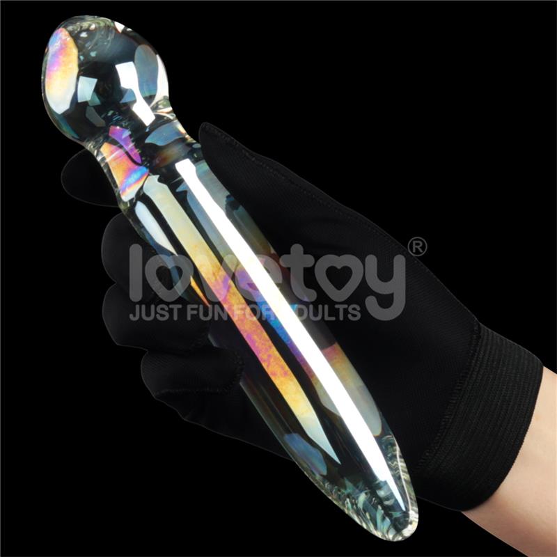 LOVETOY - GLOW IN THE DARK GLASS DILDO TWILIGHT GLEAM PRISM GLASS